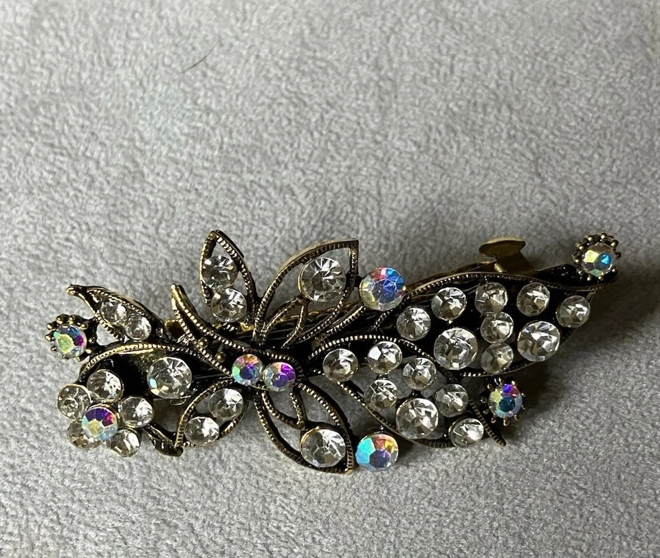 Rhinestone Hair Barrette Butterfly And Floral Design 2.75 Inches - Image 2 of 4
