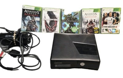 Microsoft Xbox 360s Console #1439 Bundle 4 Games Power Cord Tested 