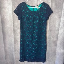 Banana Republic Women 8 Classy Lace Sheath Dress Navy Green Floral