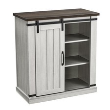 LIVILAND 32 in. Off White z ciemnym orzechem Stojak na telewizor biurkowy do telewizora do 40 cali.