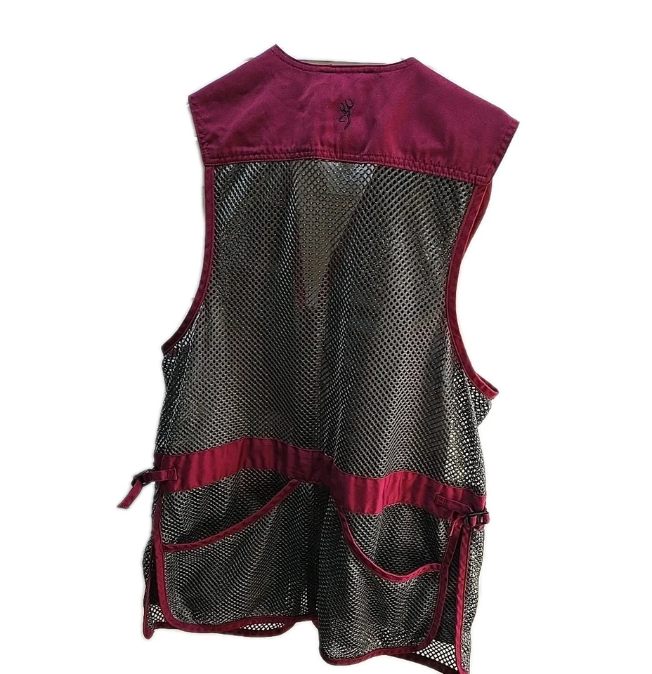 Browning Shooting Vest Mens L Maroon Red Black Right Shoulder Used - Image 2 of 4