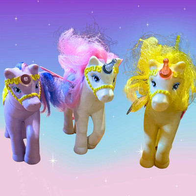 Vintage Buddy Corp Unicorn Pony Lot, Set of 3, Imitation MLP