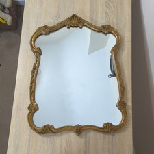 VINTAGE 1950s REFLECTWELL GOLD GILT ROCOCO STYLE WALL MIRROR ~ 65cm x 49 cm VGC