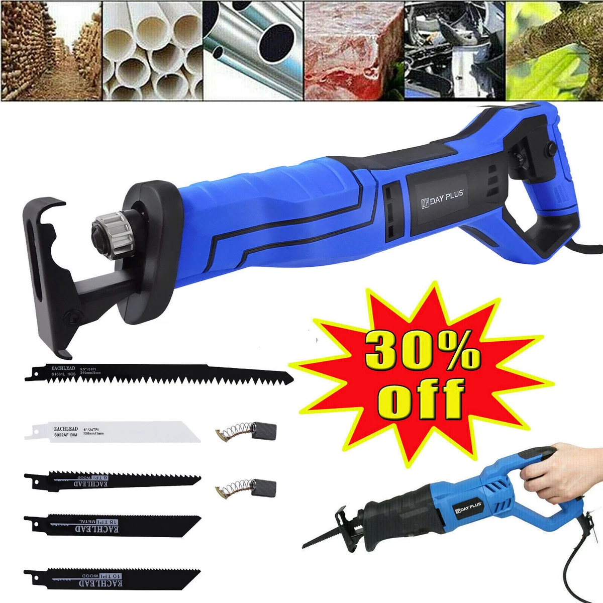 Electric Reciprocating Saw Wood Tree Branches PVC Metal Cutting