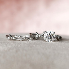 Juego de anillos de oro blanco de 14k IGI Lab cultivado diamante redondo de 1,15 quilates venta de viernes negro