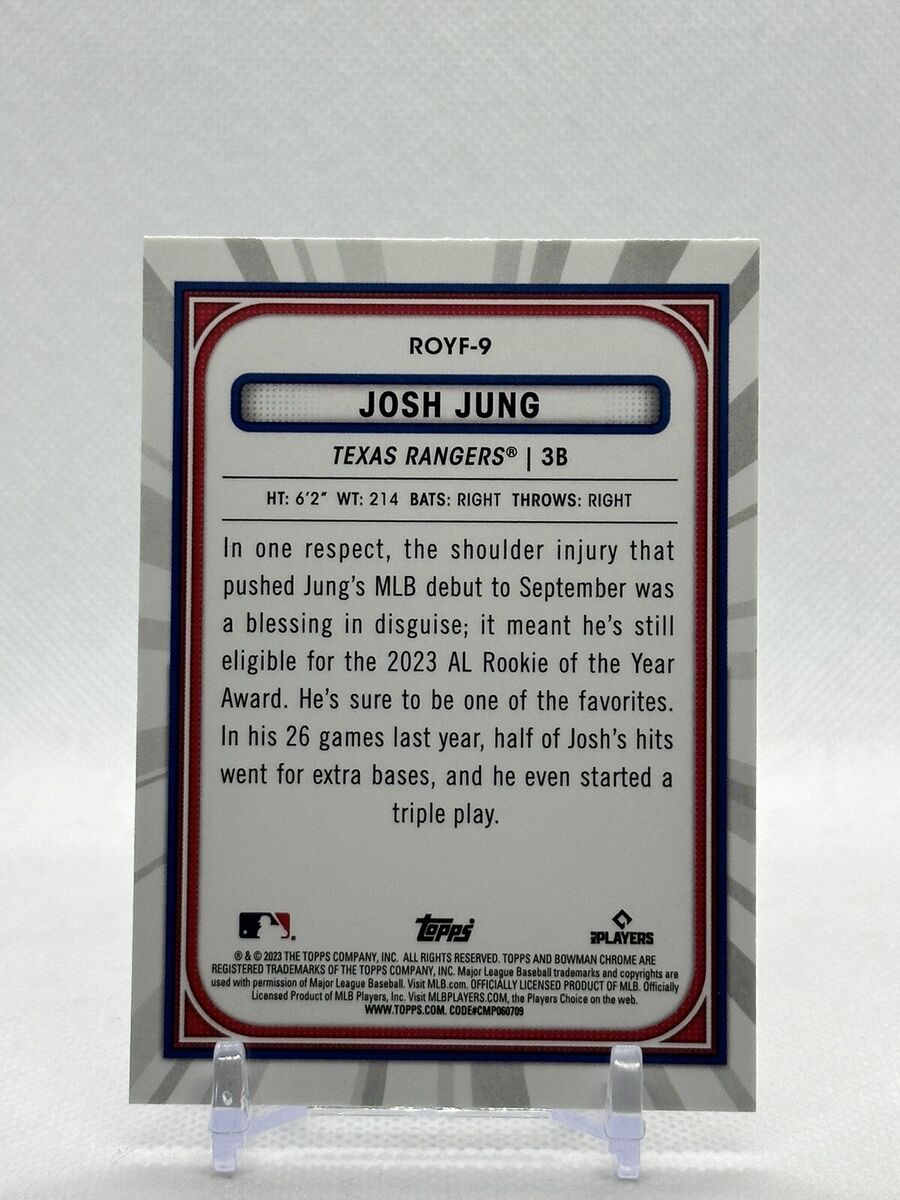 Josh Jung 2023 Bowman Chrome #ROYF-9 Rookie of the Year Josh Jung 2023 Bowman Chrome #ROYF-9 Rookie of the Year