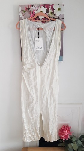 Zara elfenbeinfarbenes Midikleid aus Satin mit Falten, UK-Größe 6-8 XS Tüll geknittert - Bild 6 von 12