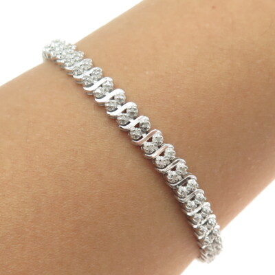 DBJ DEE BERKLE Sterling Silver Real Round-Cut Diamond Wavy