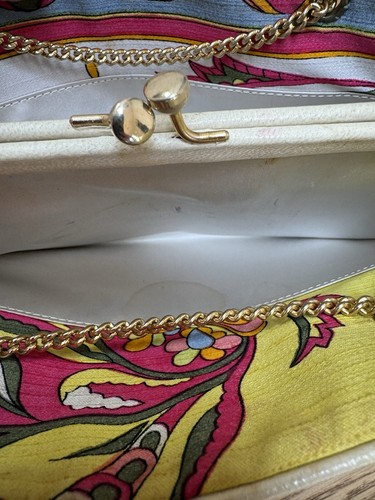 Vintage Rare Emilio Pucci Vintage Silk Handbag with Gold Chain Handle - Picture 5 of 9