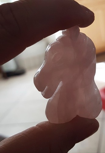 Rose Quartz Natural Crystal Rock Spirit Horse head Carved Pink Love Pendant 2" - Picture 9 of 10