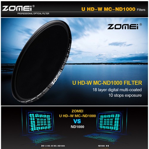 Slim HD ND 1000 Glass 10 Stop Neutral Density Filter 52/58/67/72/77/82 mm ZOMEI - Picture 3 of 13