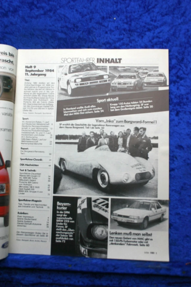 Sportfahrer 9/84 AC 3000 Porsche 924 Cabrio BMW 323i Opel Kadett GSI - Immagine 2 di 2