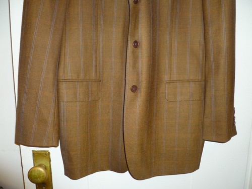 GIAN LUCA X ISAIA Brown & Blue Windowpane 3-Button Wool Blazer Jacket, Size 43 - Picture 3 of 13