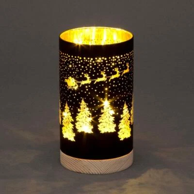 SHATCHI Xmas LED Lichter Vase Lampe Santa Schlitten Szene 23cm Weihnachten Tischdeko UK