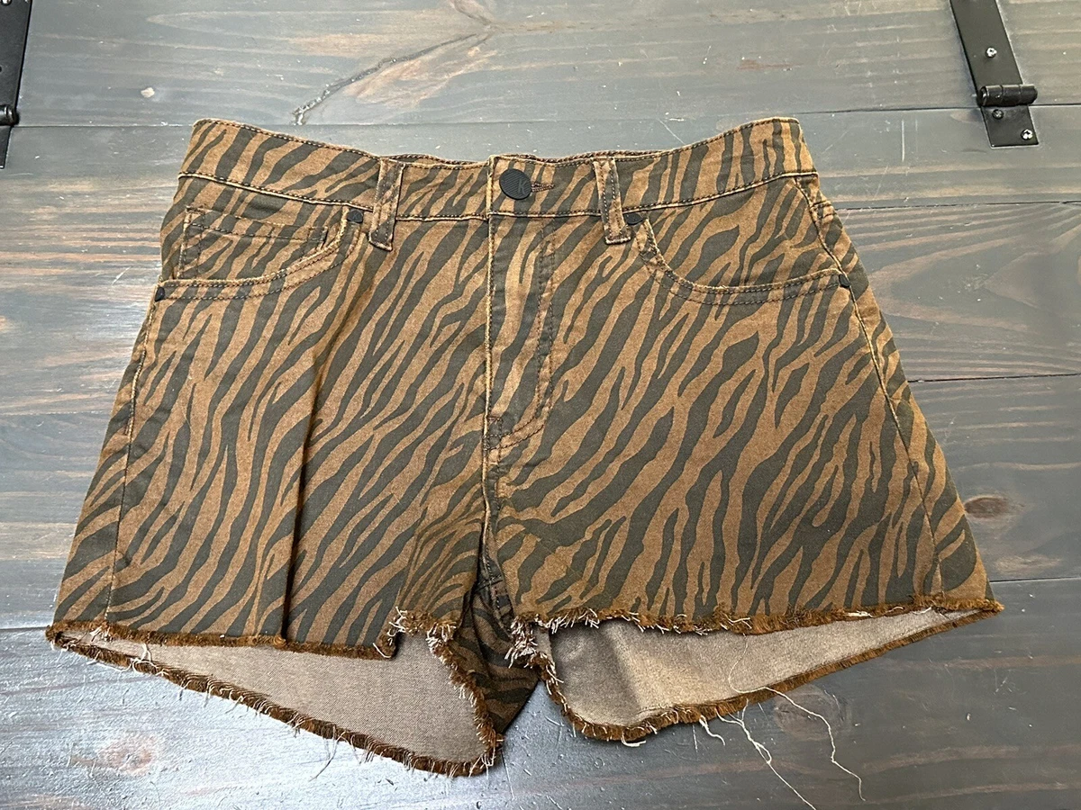 Kut From the Kloth Womens Shorts Size 2 Jane Tiger Print High Rise Frayed  Hem