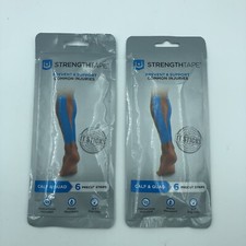 StrengthTape Kinesiology Calf  Quad Taping Kit, Blue, 6 Pre-Cut Strips