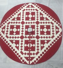 HOME HEART Brands Red diamond square hand quilted patchwork Christmas tree skirt