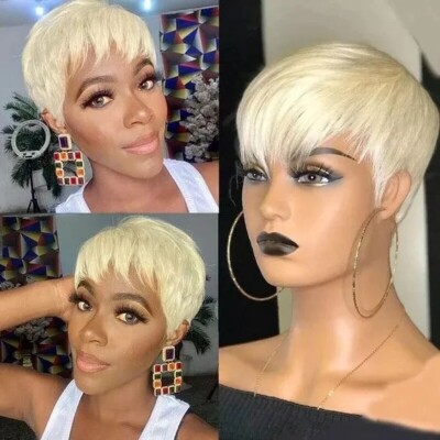 100% Real hair! New Fashion Beautiful Women's Short Blonde