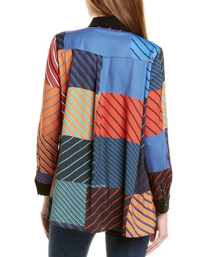 Rare Unique Long sleeve Multicolor Striped Gracia Layered Blouse - Picture 3 of 19