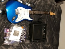 J. Reynolds Strat Style Electric Guitar, Electric Blue With Johnson Amp
