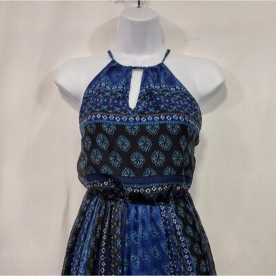 Hollister Chiffon Open Back Halter Maxi Dress Women's S Blue Boho Cottagecore | eBay Hollister Chiffon Open Back Halter Maxi Dress Women's S Blue Boho Cottagecore | eBay
