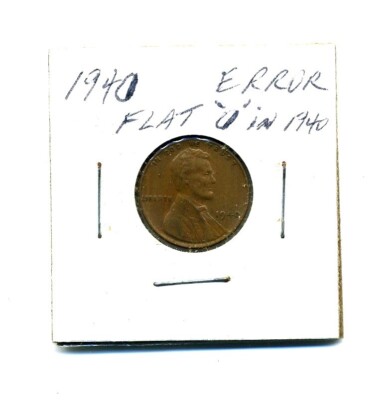 1940 Wheat Penny - Error - Flat ''0'' In Date - No Mint Mark