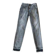 Judy Blue Jeans Skinny Fit Raw Hem Grunge Black Gray Stonewash JB88165 Size 3/26