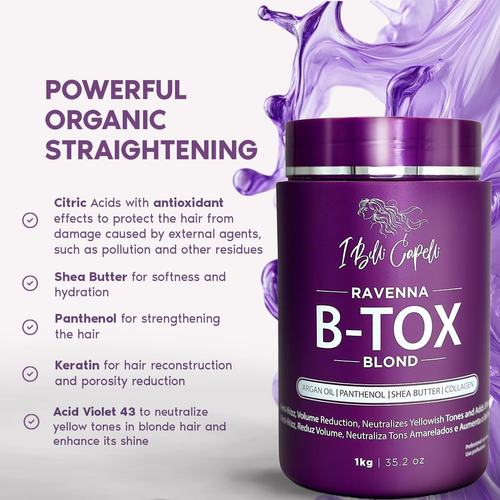 Ibelli Capelli Kit Ravenna Blond Btox 1Kg35.02 Oz anti Residue Shampoo Deep Clea - Picture 4 of 9