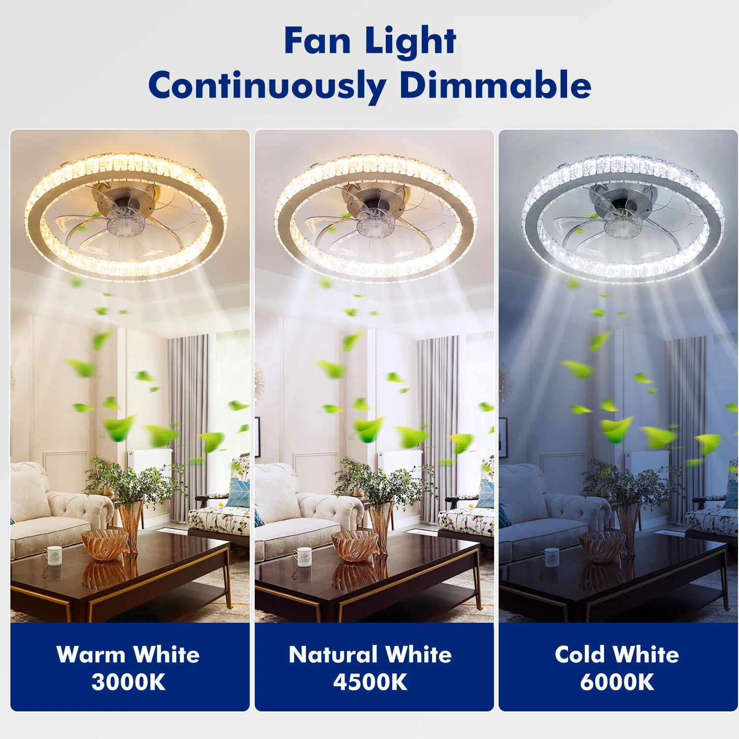 LED Crystal Ceiling Fan Light with Remote – UK