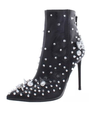 Steve Madden Viceroy Embellished Spike Stud Dress Booties Black Sz 5.5