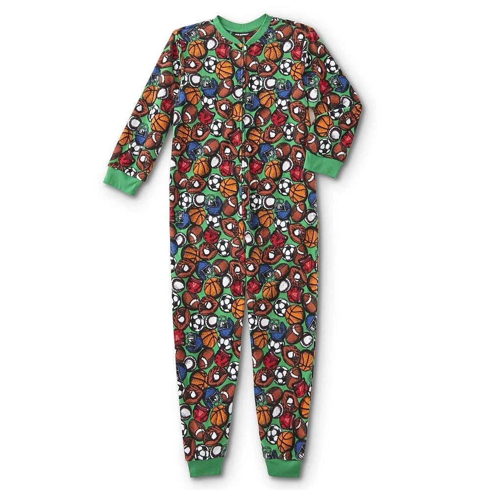 Boys Sports Ball Pajamas One Piece Size 6,8,10-12 L,14-16 XL Blanket  Sleeper NEW