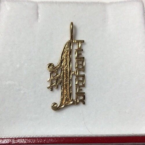 Vintage 14k Yellow Gold Diamond #1 TEACHER Best Mom Gift Charm Necklace Pendant - Picture 2 of 4