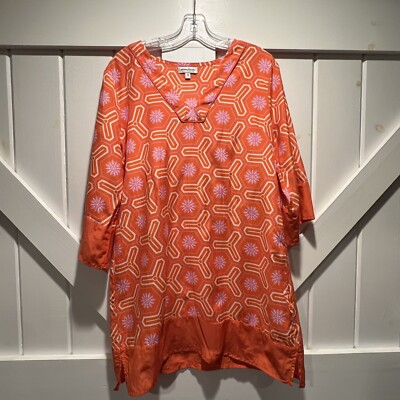 Silk Tunic Creme Fraiche Pullover Resort Vacation Beach Holiday Classic Preppy M