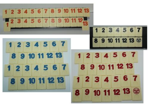 Lot of 7 Pressman Rummikub Replacement Tiles Sets Black Orange Red Blue 2 Racks