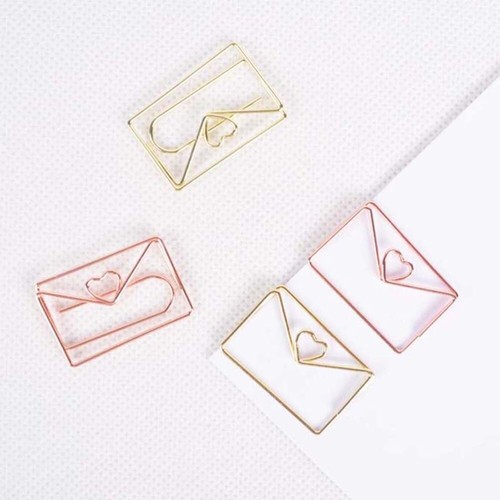 10 Pcs Envelope Paper Pin Clips Heart Small Paperclips Bookmark Holder - Picture 5 of 11