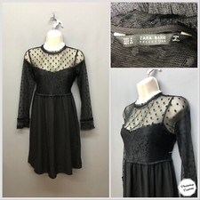 Zara Basic Collection Black Sheer Mesh Laced Dress Small