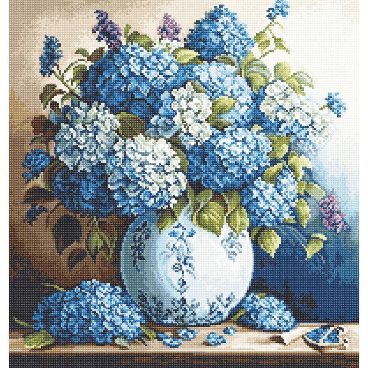 Luca-S counted Tappiserie kit ""Vase with Hydrangeas"", 20x21cm, DIY