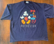 Vintage 90s Mickey Mouse Disney Rochester T Shirt Navy Blue Made in USA Sz XXL