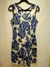 Simply Vera Wang White Blue Floral Summer Dress Coastal Cottage Women’s Medium