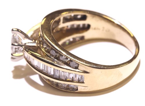 Anillo de compromiso oro amarillo 14k 2,64ct diamantes marquesa 10,6g talla 9,75 - Imagen 5 de 19