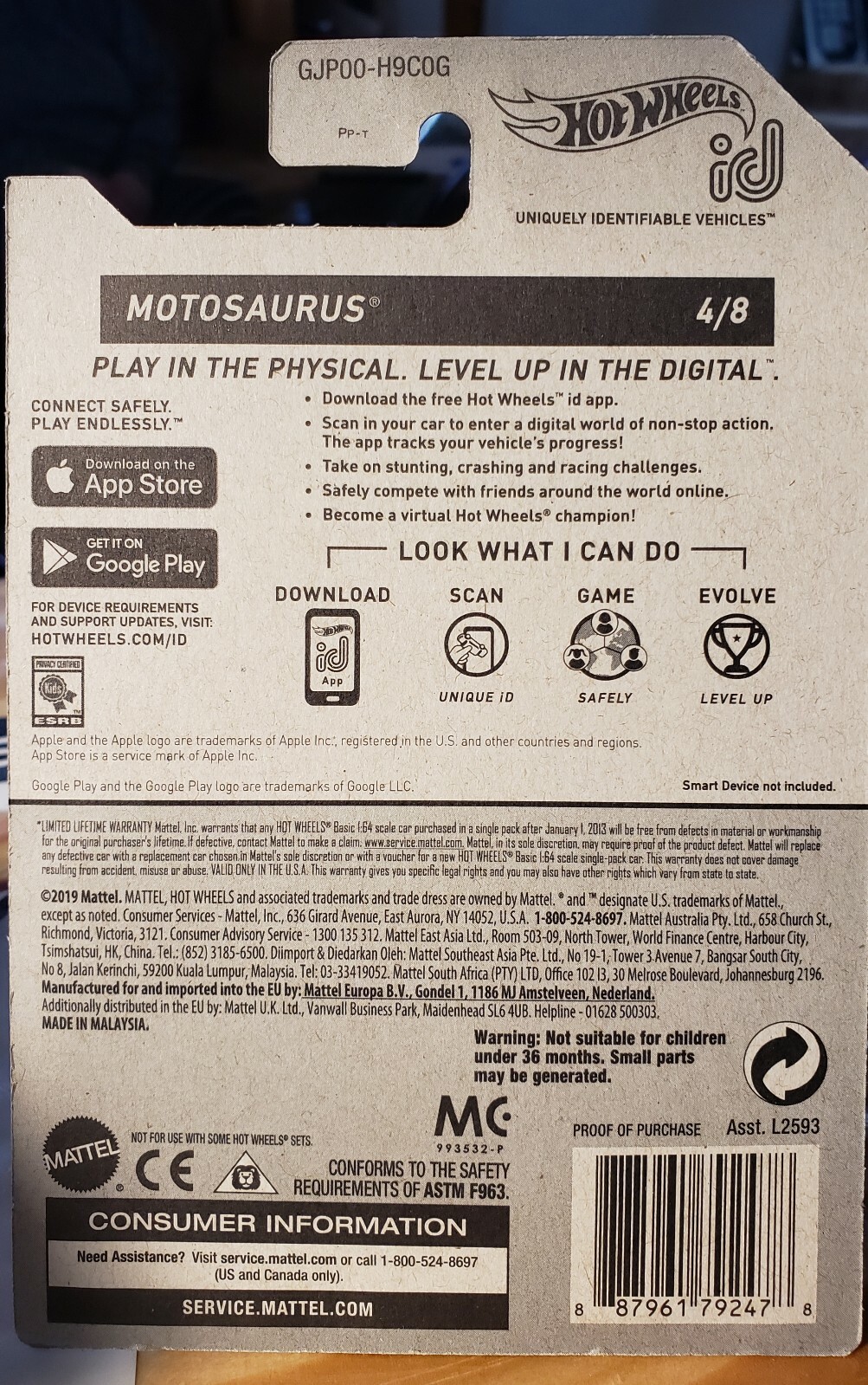 2020 Hot Wheels id 4 Motosaurus ID Chase car VHTF New in package eBay