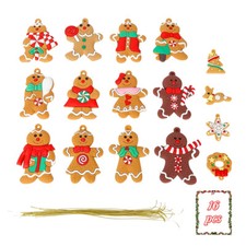 AMOR PRESENT Gingerbread Man Ornaments for Christmas Tree Hanging Decoration Set