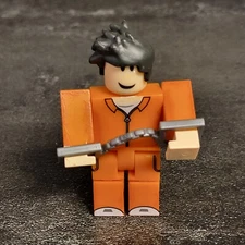 Roblox Jailbreak Prisoner Orange Jumpsuit Action Figure Jazwares 2.5" Complete 