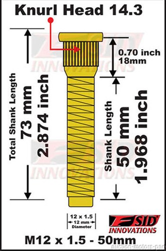 Tacos de rueda extendidos de 50 mm de largo para Mitsubishi Galant m12x1,5x50 K14,3 año 2006 - Imagen 4 de 6