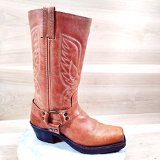 Vtg Frye Coral Harness Western Boots Women 7 M Pink Eagle Riding Biker Cowboy