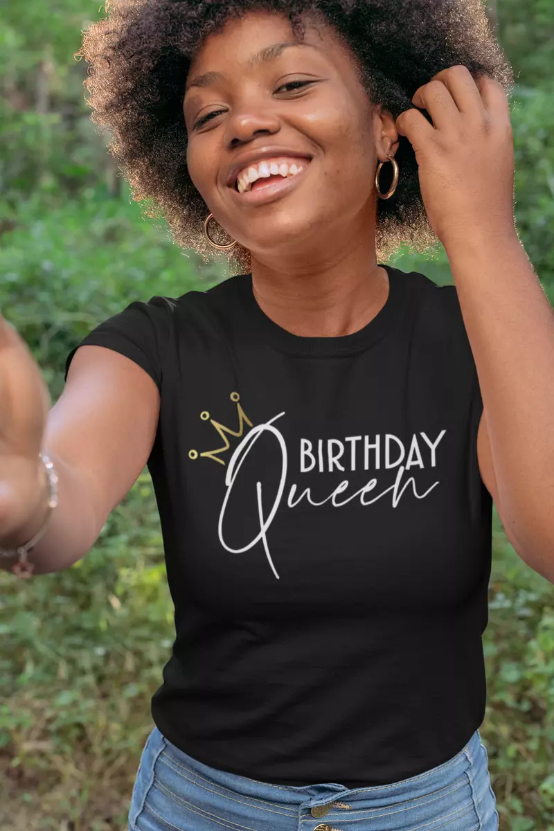 Womens # Birthday Queen T Shirt Bday Girl Party Woman T-Shirt Gifts for Her Tee