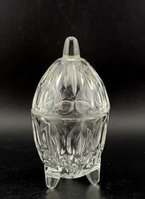 Vintage Egg Shaped 3-footed Trinket Box Candy Dish Clear