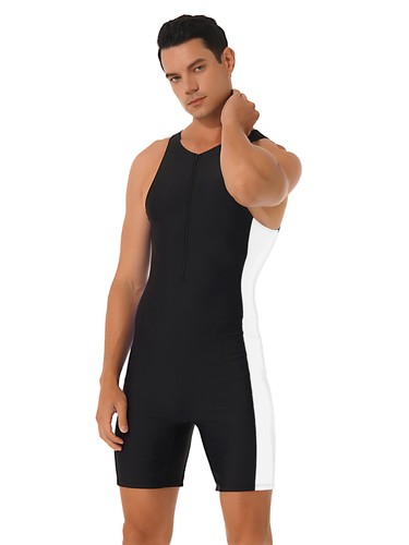 Herren Schwimmanzug Badeanzug Einteiler Ärmellos RushGuard Kurz Overall Bademode - Bild 2 von 51