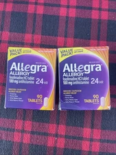 Lot Of 2 Allegra 90 Tablets (180 Total) Exp 1/2026