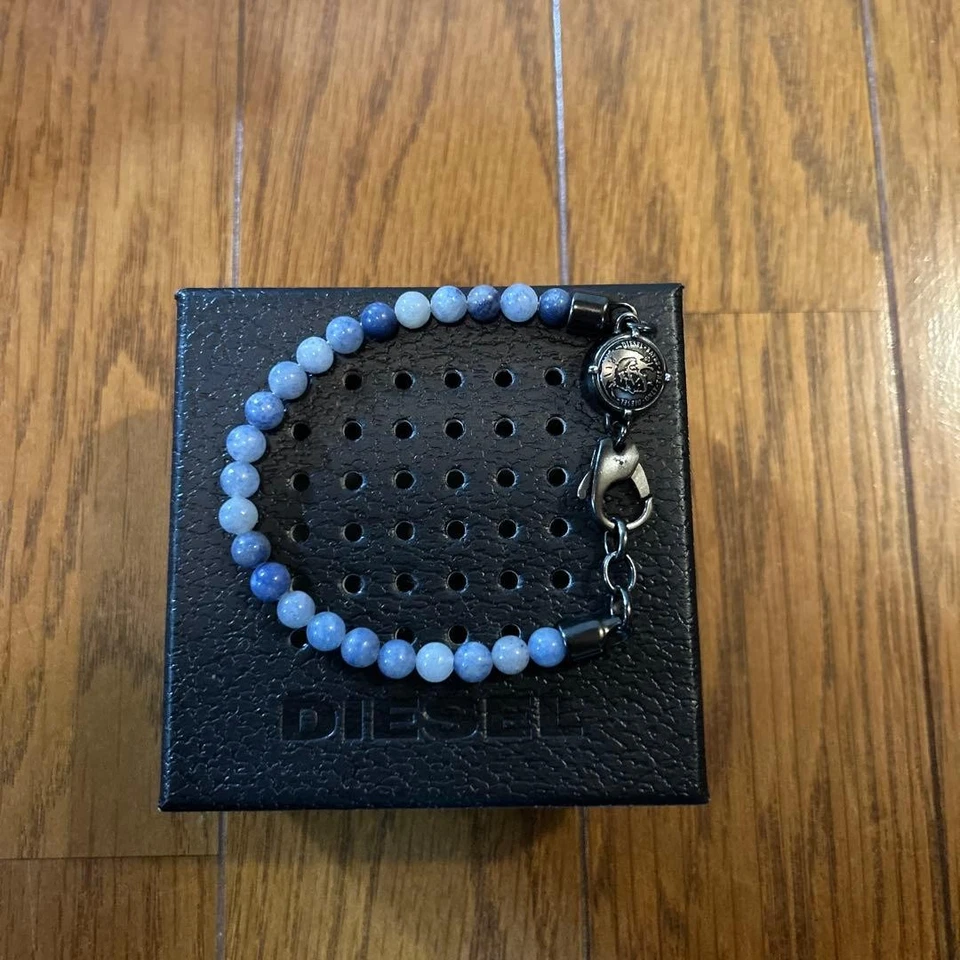 Diesel Hombres Azul Cuentas Cadena Pulsera Casi Sin Usar Lujo Elegante Informal Italia Foto 2 de 4